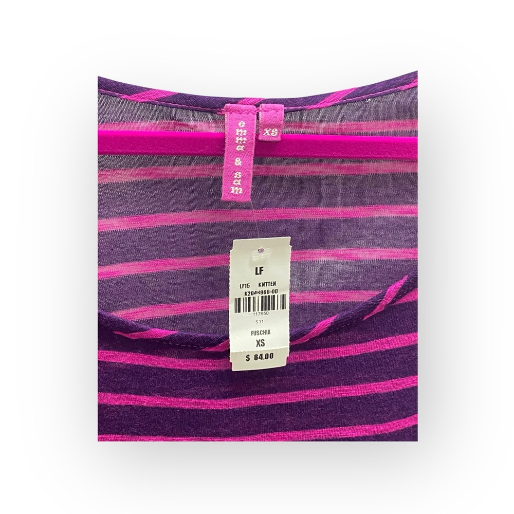 new LF Emma & Sam ᯾ Oversized Stripe Hi Lo Handkerchief Hem Tee ᯾ T Shirt Top XS - Picture 8 of 16